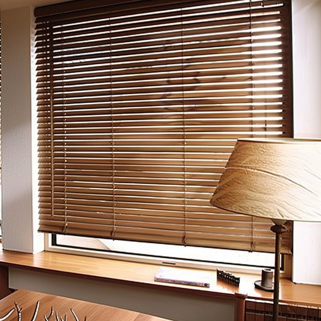 Wooden blinds Cape Town bedroom window warm wood slats